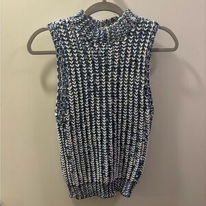 Blue and white knit top